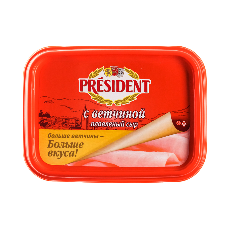 Сыр плавленый President с ветчиной