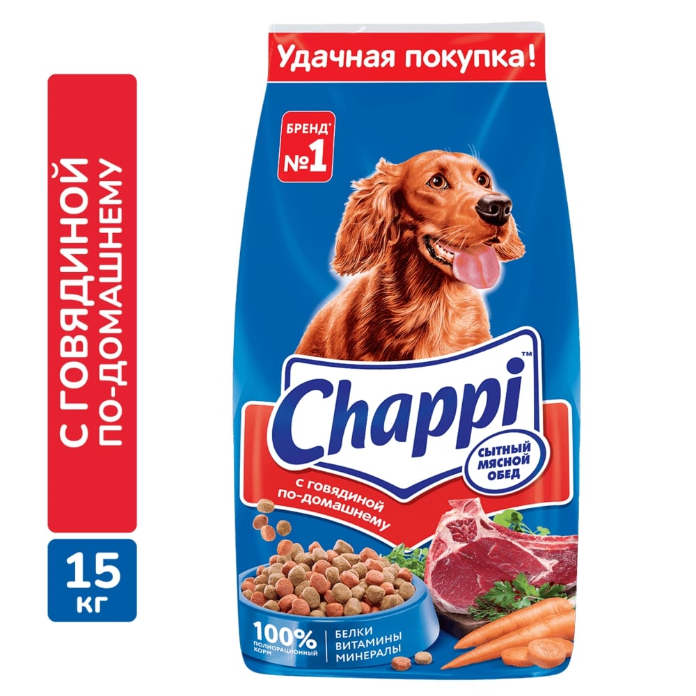 Корм д/собак сухой Chappi Говядина 15кг - Росконтроль