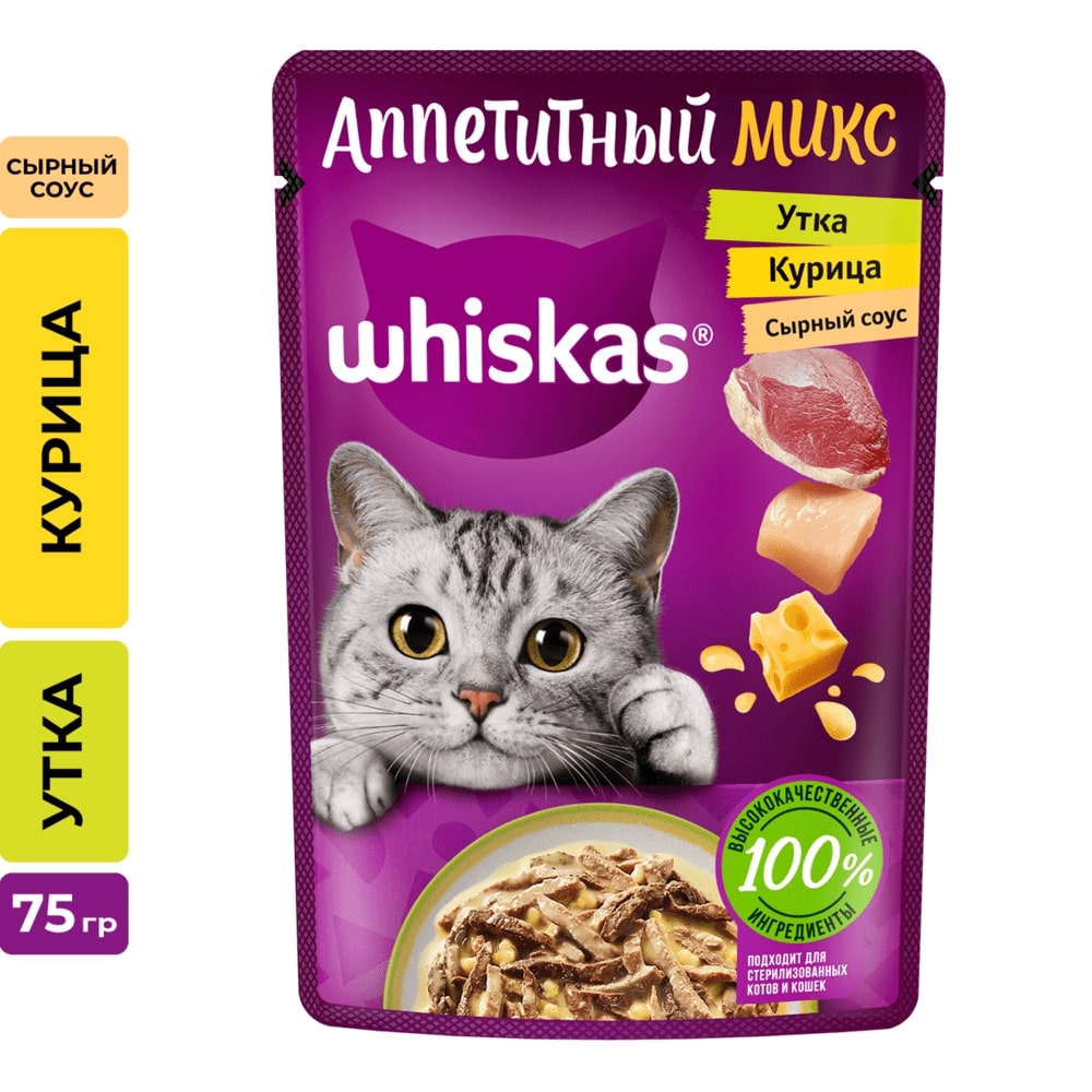 Whiskas прошут кур/утка рагу 28*75г - Росконтроль