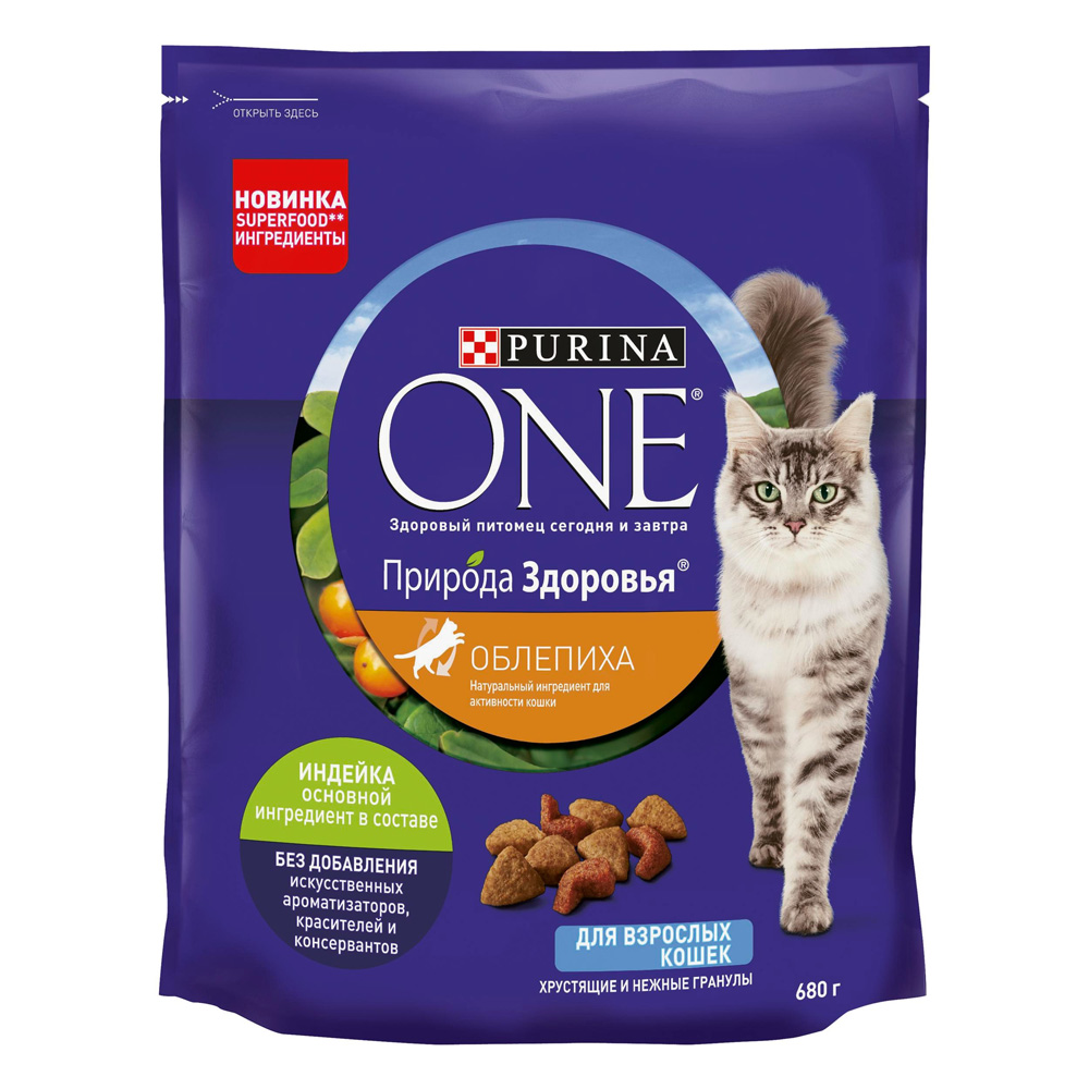 Purina ONE Природа Здоровья для взрослых кошек с облепихой , с высоким  содержанием индейки 680 г - Росконтроль