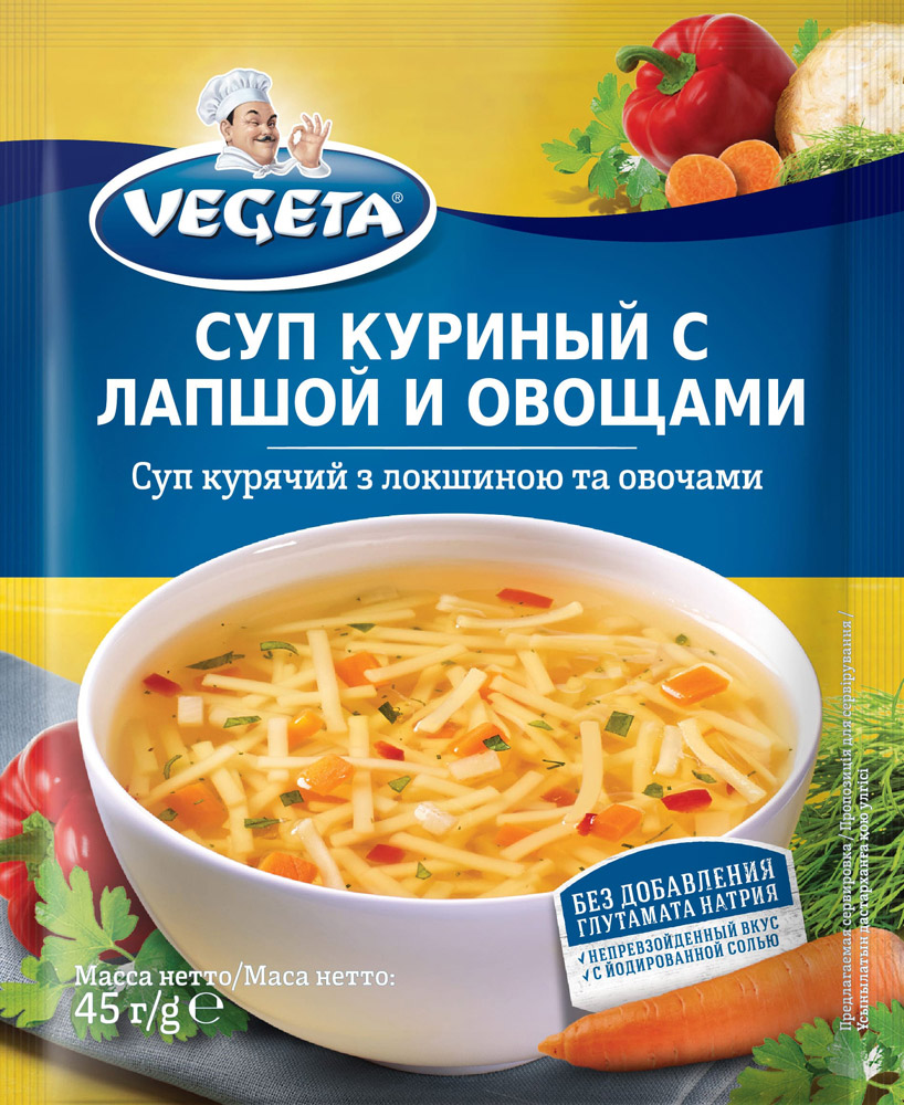 Суп Vegeta куриный с лапшой и овощами 52г - Росконтроль