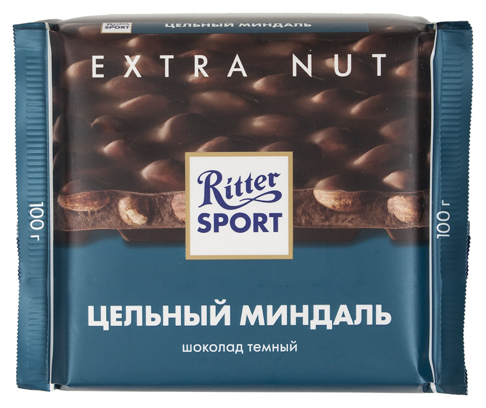 Шоколад Ritter Sport Extra nut темный цельный миндаль, 100г