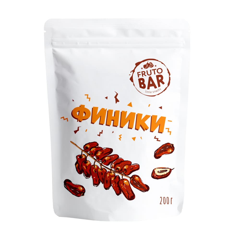 Финики сушёные с косточкой, FRUTO BAR, 200 г - Росконтроль