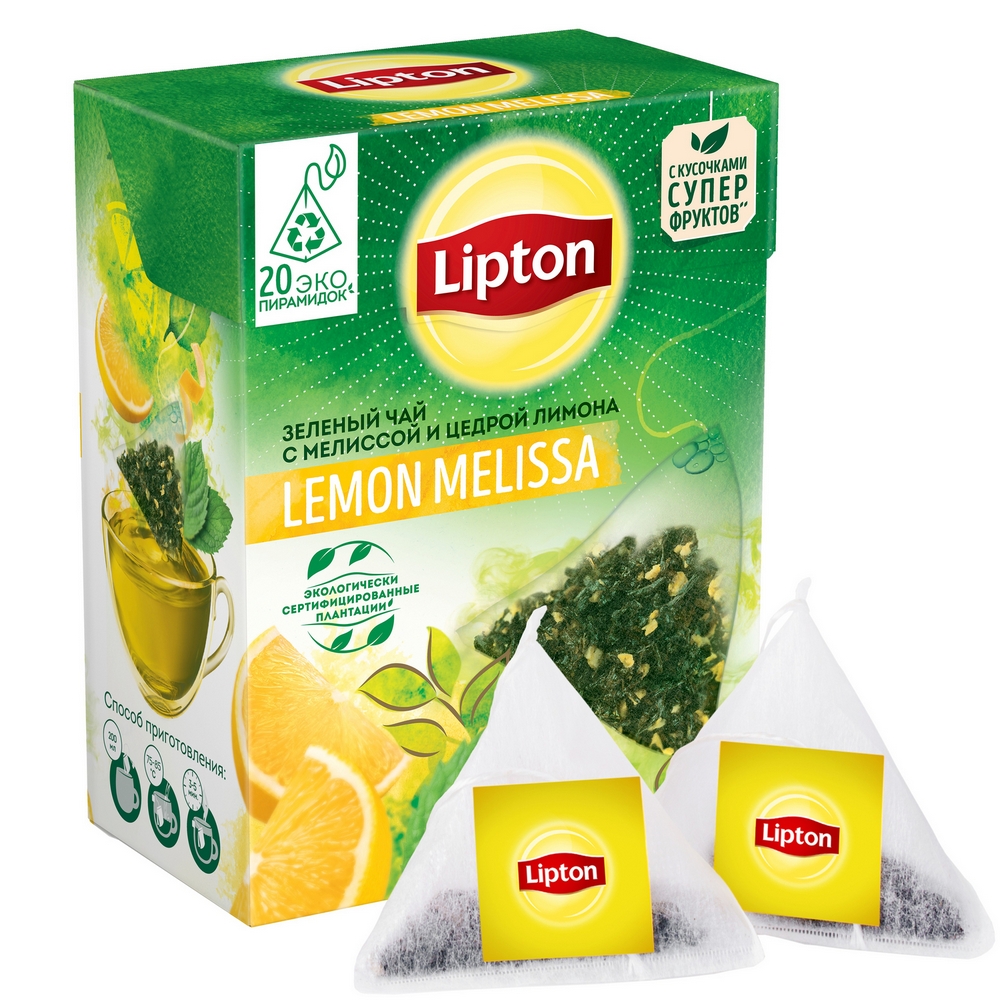 Чай зеленый Lipton lemon melissa 20 пакетиков - Росконтроль