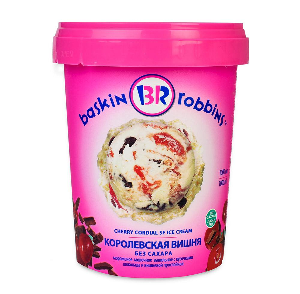 Мороженое молочное Baskin Robbins Королевская вишня без сахара 600 г -  Росконтроль