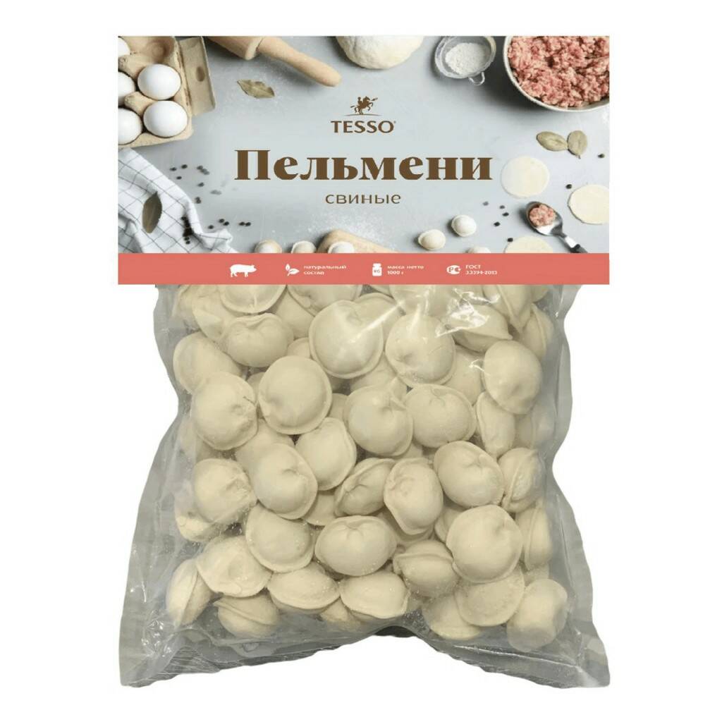 Пельмени Tesso Свиные с мясом 1 кг - Росконтроль