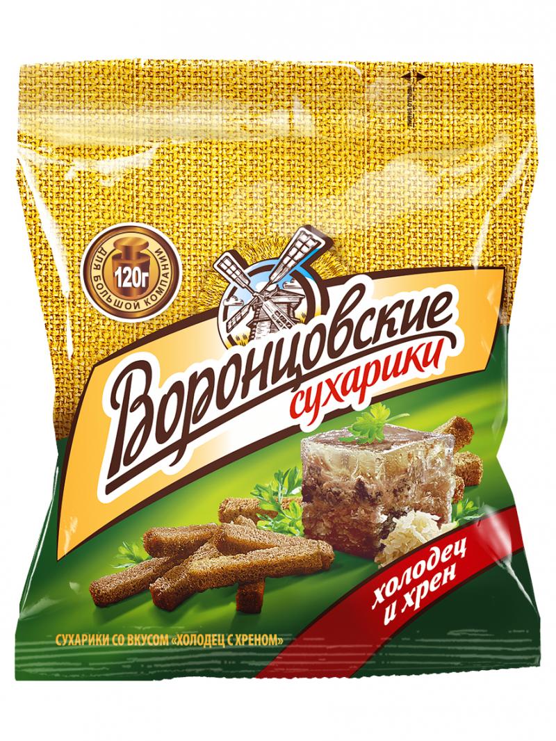 Сухарики Воронцовские ржано-пшеничные со вкусом холодец с хреном 120 г -  Росконтроль