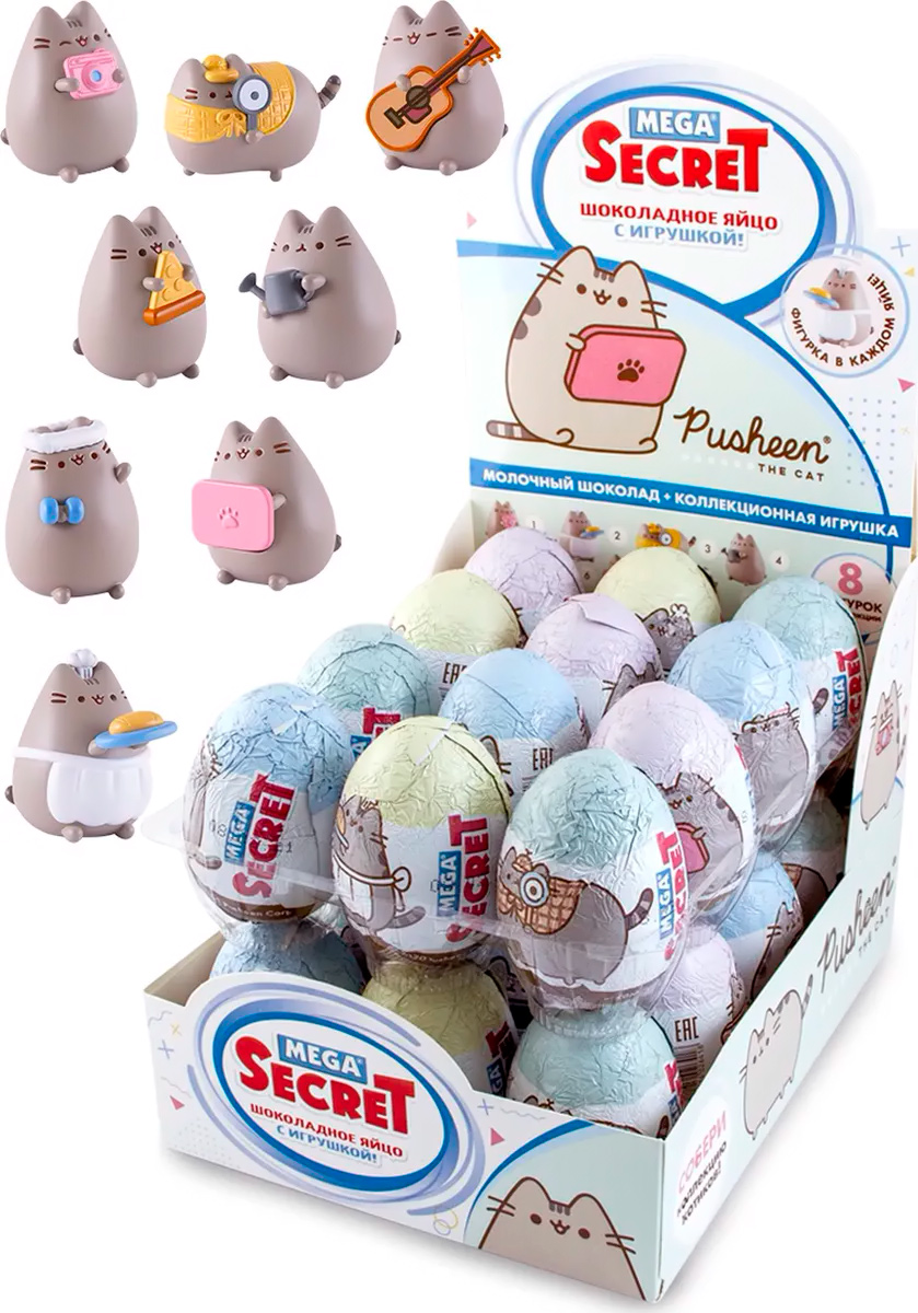 Шоколадное яйцо Mega Secret Pusheen с игрушкой 20 г - Росконтроль