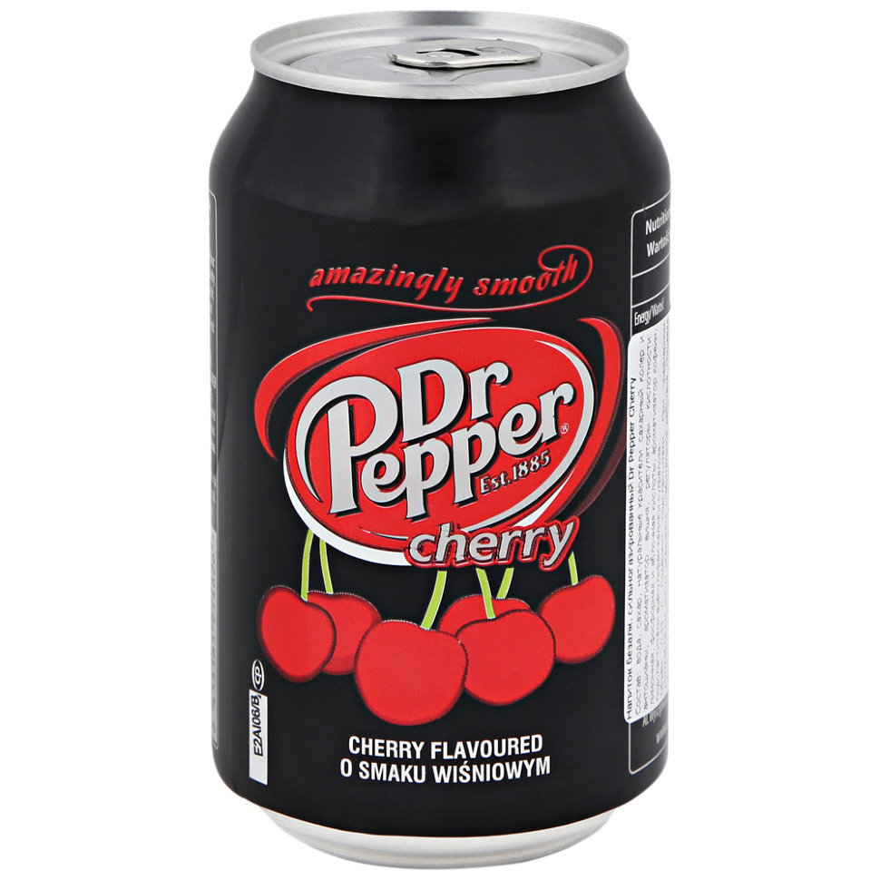 Газированный напиток Dr. Pepper Cherry / Доктор Пеппер ПОЛЬША ж/банка  (0,33л*24шт) - Росконтроль